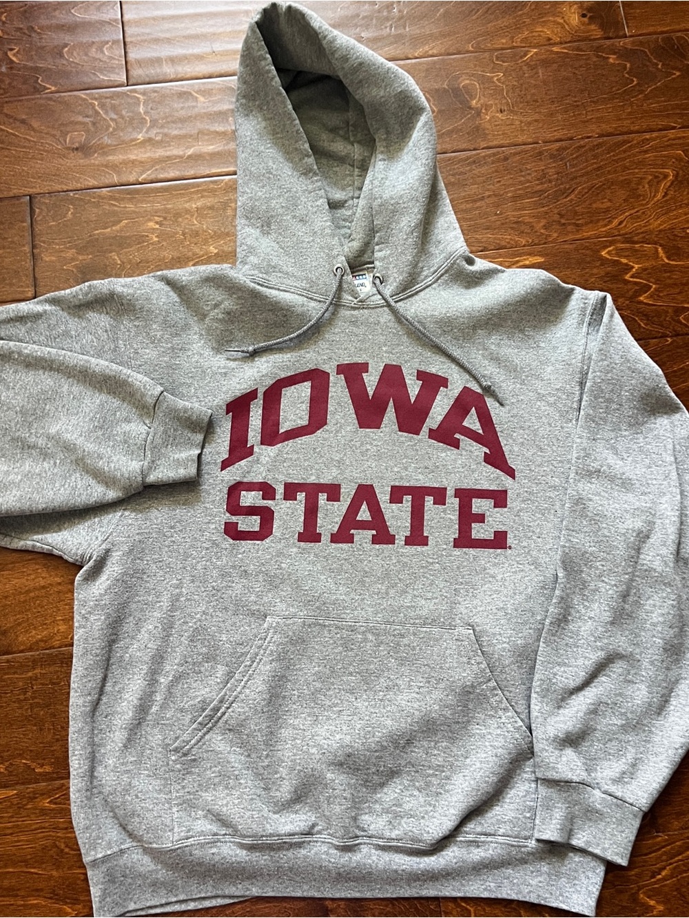 Vintage Jerzees Nublend Gray Hoodie Iowa State Cyclones Red Spellout Large